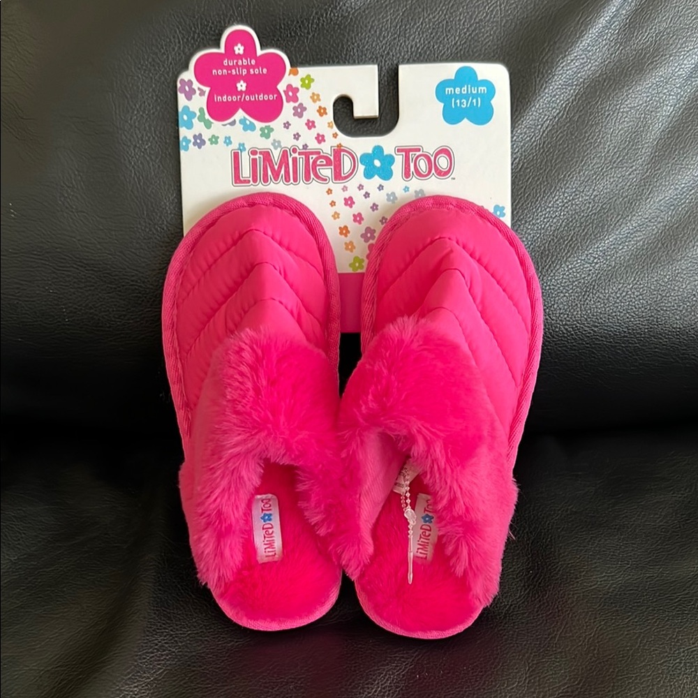 Limited Too Vibrant Pink Plush Slippers